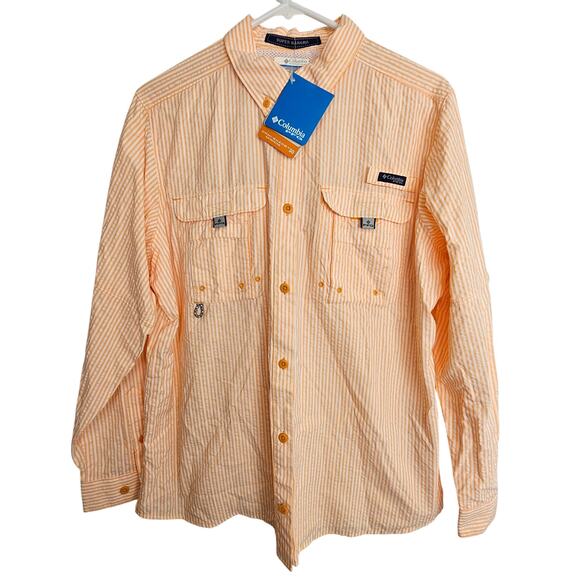 Columbia PFG Womens Super Bahama Vented Fishing Shirt L Striped Outdoor Button - Picture 1 of 10